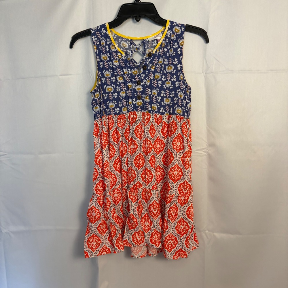 Matilda Jane 435 Girls Mixed Print Floral Medallion Dress Blue Red Size 12